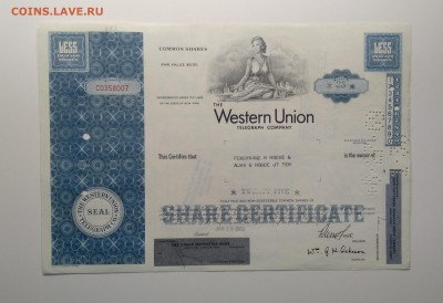 Сертификат  WESTERN UNION TELEGRAPH COMPANY.США 1969 г. - IMG_20190216_083912