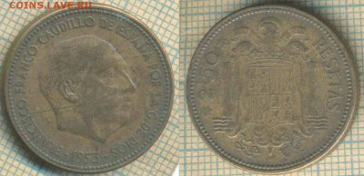 2 песеты 1953(54) г. , до 22.02.2019 г. 22.00 по - Испания 2 с пол песеты  1953  5236