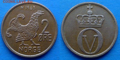 Норвегия - 2 эре ("Тетерев") 1963 года до 22.02 - Норвегия 2 эре 1963