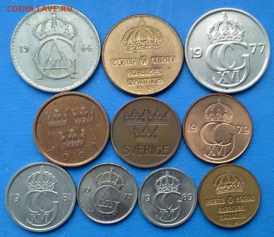 Швеция - подборка из 10 монет до 24.02 - набор швед 002