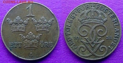 Швеция - 1 эре (бронза) 1938 года до 26.02 - Швеция 1 эре 1938 бронза