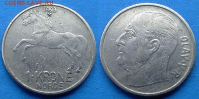 Норвегия - 1 крона 1968 года до 26.02 - Норвегия 1 крона 1968