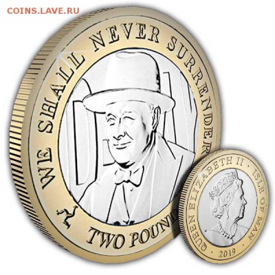 Биметаллические монеты Мира_новинки - Isle-of-Man-2019-D-Day-Churchill-Coin-1