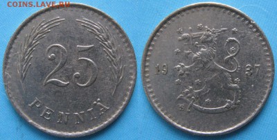 Финляндия 25 пенни 1937 до 28-02-19 в 22:00 - Финляндия 25 пенни 1937    160-ак2-3612