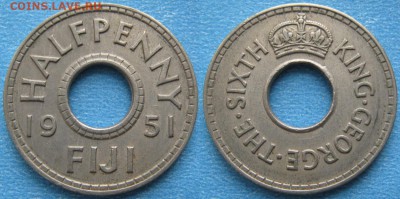 2 пенни 1951 до 02-03-19 в 22:00 - Брит Фиджи пол пенни 1951    100-ак7-7998