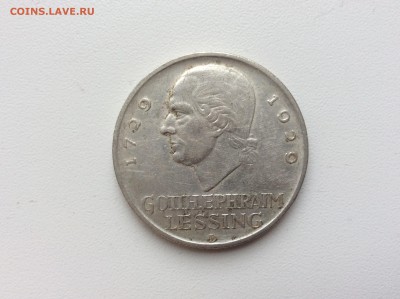 5 марок. 1929 г. Лессинг. Серебро. - 8A892F64-88D3-411C-8367-D7D13F1D9443