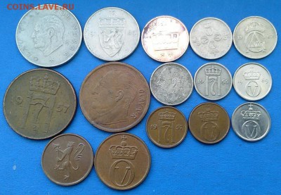 Норвегия - подборка из 15 монет до 3.03 - сборки 012