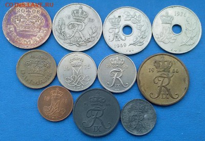 Дания - подборка из 11 монет до 3.03 - сборки 008