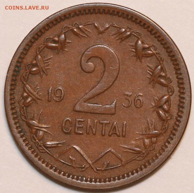 Литва 1936 2 цента - litva 2 centai