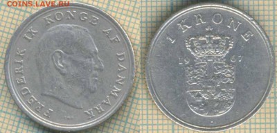 Дания 1 крона 1967 г.,до 05.03.2019 г. 22.00 по Москве - Дания 1 крона 1967  5386