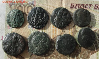 восемь разных античных греческих монет, аурихалк - 1