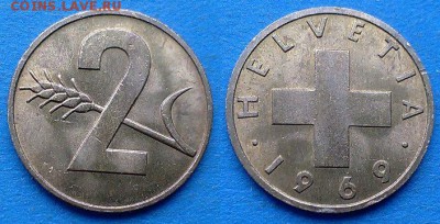 Швейцария - 2 раппена 1969 года до 5.03 - Швейцария 2 раппена 1969