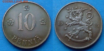 Финляндия - 10 пенни 1927 года до 5.03 - Финляндия 10 пенни 1927