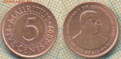 Маврикий 5 центов 2007 г. , до 06.03.2019 г. 22.00 по Москве - Маврикий 5 центов 2007  5432