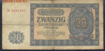 Германия (ГДР) 20 марок 1955 г. 4.03. 19 г. 22 -00 МСК. - 20  м. 1955