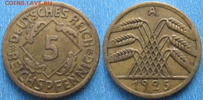 Германия 5 пфеннигов 1925 A    до 08-03-19 в 22:00 - Германия 5 пфеннигов 1925 A    180-к50-10117