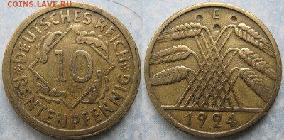 Германия 10 пфеннигов 1924 E до 08-03-19 в 22:00 - Германия 10 пфеннигов 1924 E    180-ас65-10163