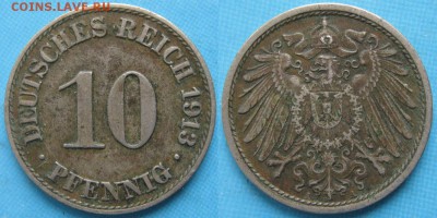 Германия 10 пфеннигов 1913 A до 10-03-19 в 22:00 - Германия 10 пфеннигов 1913 A     5612