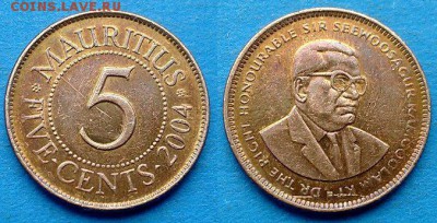Маврикий - 5 центов 2004 года до 10.03 - Маврикий 5 центов 2004