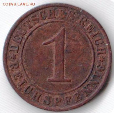 Германия 1 пфенниг 1925 г. Е  до 24.00 11.03.19 г - 062