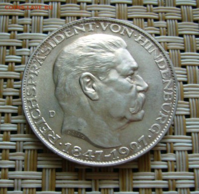 5 марок 1927 медальные - 80 лет гиндернбургу - 09-08-19 - 1