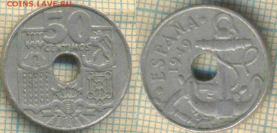 Испания 50 сентимо 1949 г., до 12.03.2019 г. 22.00 по Москв - Испания 50 сентимо 1949  5493