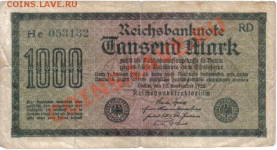 Германия 1000 марок 1922 № зеленый до 15.06 21.00мск - Германия 1000 марок 1922-132-1