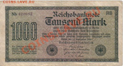 Германия 1000 марок 1922 № фиолет до 15.06 21.00мск - Германия 1000 марок 1922-682-1