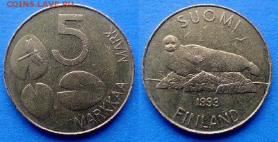 Финляндия - 5 марок 1993 года (Тюлень) до 12.03 - Финляндия 5 марок 1993