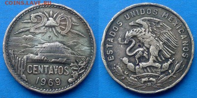 Мексика - 20 сентаво 1969 года до 14.03 - Мексика 20 сентаво 1969