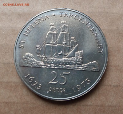 Остров Святой Елены 25 пенсов 1973 300 лет открытия UNC - IMAG0515_2