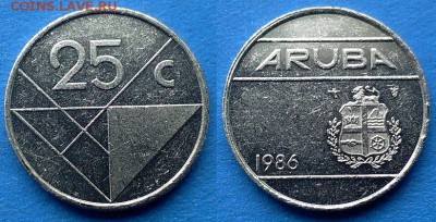 Аруба - 25 центов 1986 года до 14.03 - Аруба 25 центов 1986