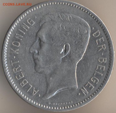 5 франков, 1933 год. Бельгия - 44