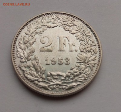 2 франка 1953г  Швейцария до 15.03.19г. в 22:00 МСК - P90310-085437