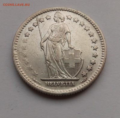 2 франка 1953г  Швейцария до 15.03.19г. в 22:00 МСК - P90310-085507