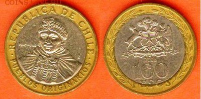 Чили-100 песо-2008 г., 21.00 мск 2019 - Чили-100 песо-2008 г