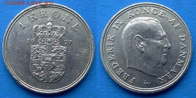 Дания - 1 крона 1971 года до 17.03 - Дания 1 крона 1971