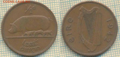 2 пенни 1942 г., до 18.03.2019 г. 22.00 по Москве - Ирландия полпенни 1942  5580