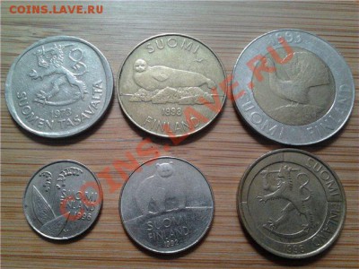 Финляндия, подборка из 5 монет, до 20.06.2011г, 22-00мск - Финляндия.