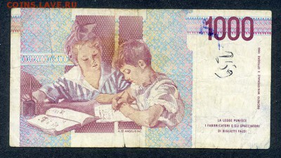 Италия 1000 лир 1990 - Италия_1000лир-1990_LE-494934-S_спинка