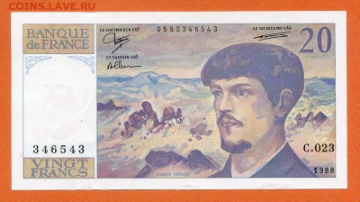 Франция 20 франков 1988 - Франция_20франков-1988_лицо