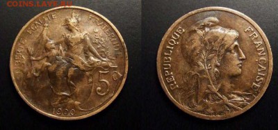 С 1 рубля! 5 сантимов Франция. 1900г. до 19.03-22 - Франция – 5 сантимов %281900%29