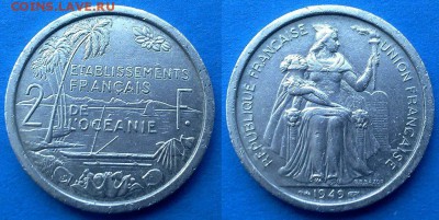 Французская Океания - 2 франка 1949 года до 22.03 - Французская Океания 2 франка 1949
