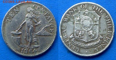 Филиппины  - 10 сентаво 1964 года до 22.03 - Филиппины 10 сентаво 1964