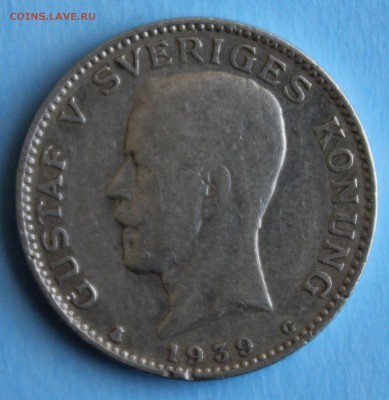 С РУБ.СТАРАЯ ШВЕЦИЯ  1 крона  1939г. ГУСТАВ-V до 23.03 в 22 - IMG_6503.JPG