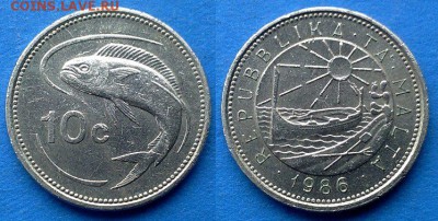 Мальта - 10 центов 1986 года до 23.03 - Мальта 10 центов 1986