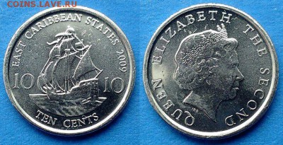 Восточные Карибы - 10 центов 2009 года (Парусник) до 23.03 - Восточные Карибы 10 центов 2009