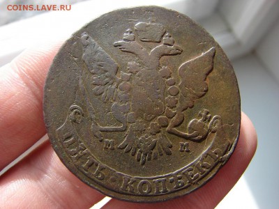 5 копеек 1766 ММ. Перечекан с "барабанов". До 21.03.2019 - 4 - копия.JPG