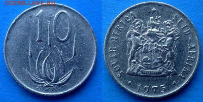 ЮАР - 10 центов 1975 года до 24.03 - ЮАР 10 центов 1975