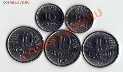 Бразилия 10 центавос - 5 монет до 19.06. в 21:00 - img284